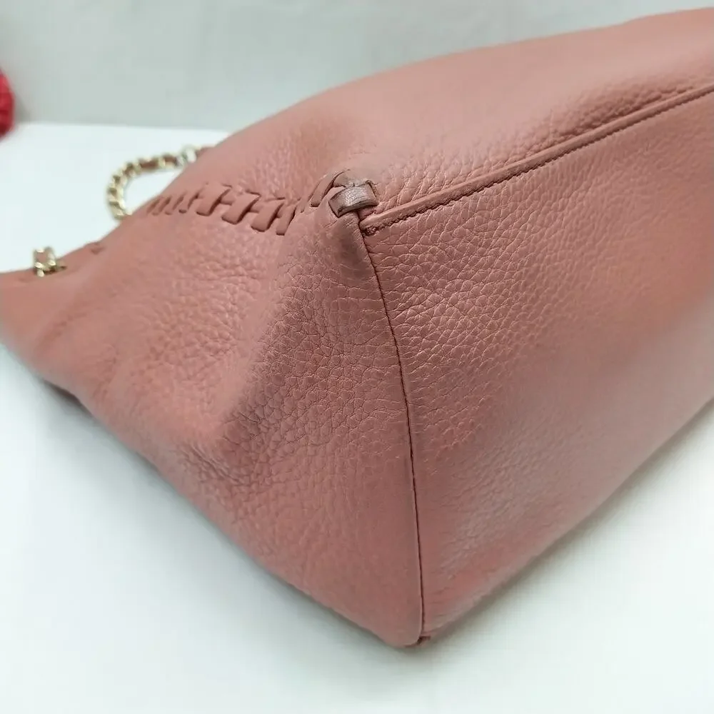 Tory Burch Pink Pebbled Leather Chain Strap Crossbody Shoulder Bag